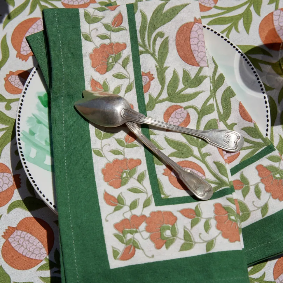 Grenadine Orange & Green Napkins, Set of 6