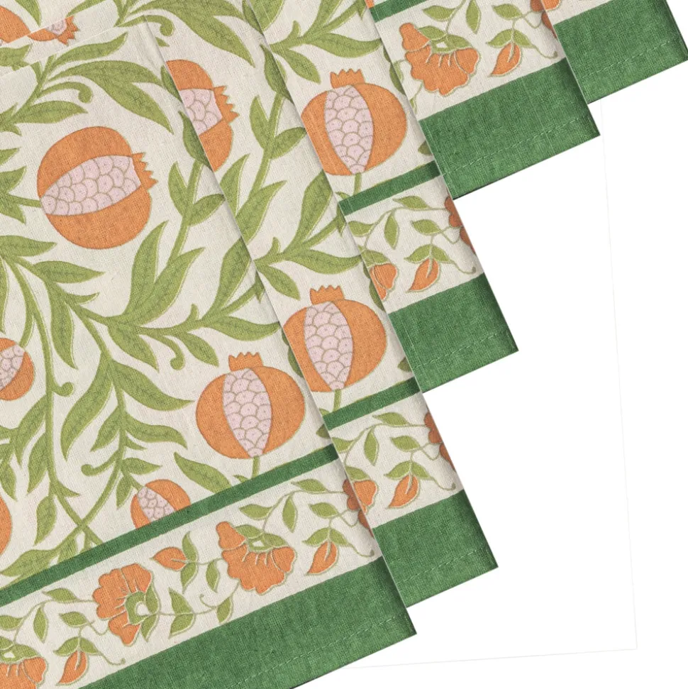 Grenadine Orange & Green Napkins, Set of 6