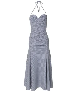 Halter Strap Bustier Striped Dress