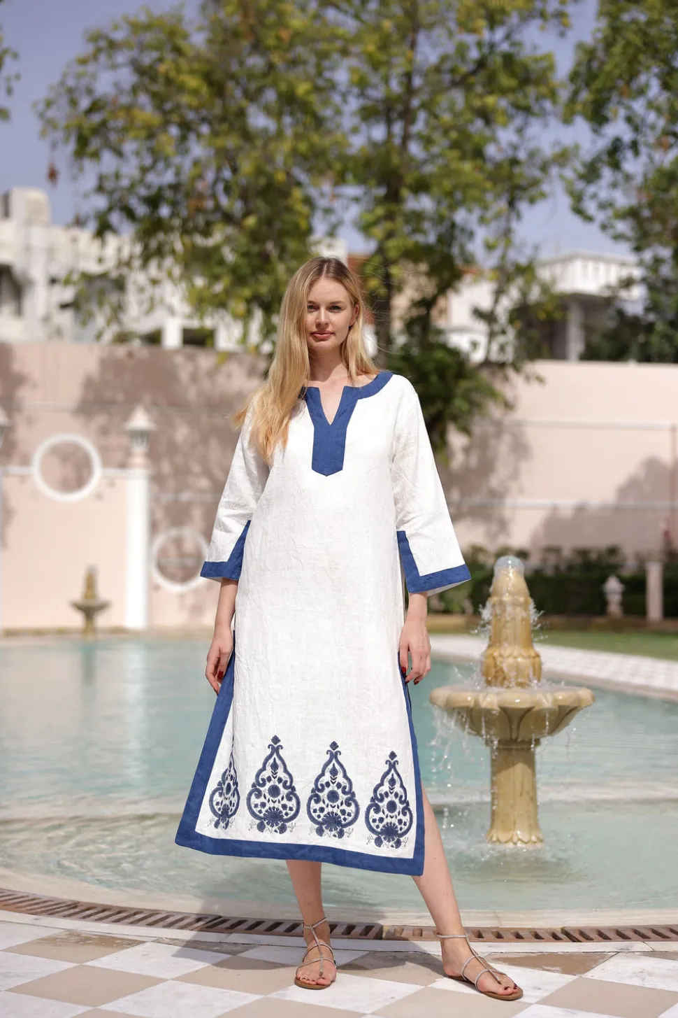 Hampton Caftan Indigo Paisley