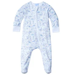 Hamptons Zip Baby Onesie in Hamptons Beach Day Blue