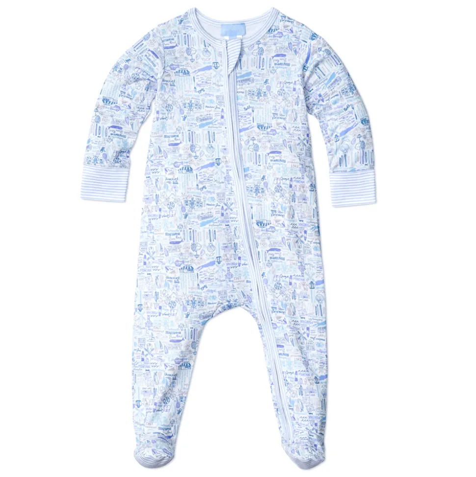 Hamptons Zip Baby Onesie in Hamptons Beach Day Blue