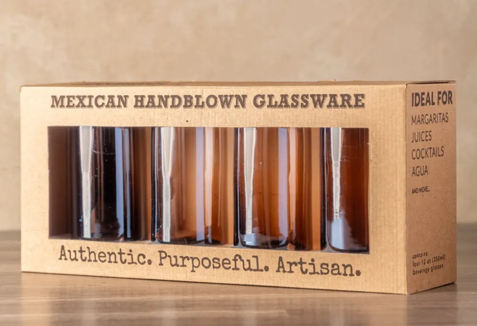 Handblown Glasses in Set of 4 in Tamarind