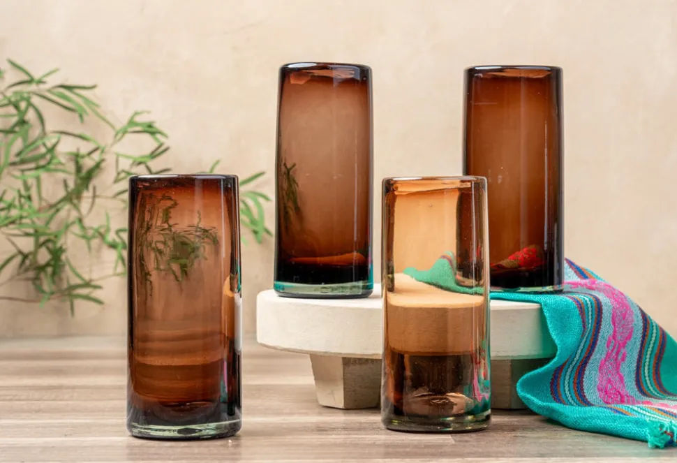 Handblown Glasses in Set of 4 in Tamarind