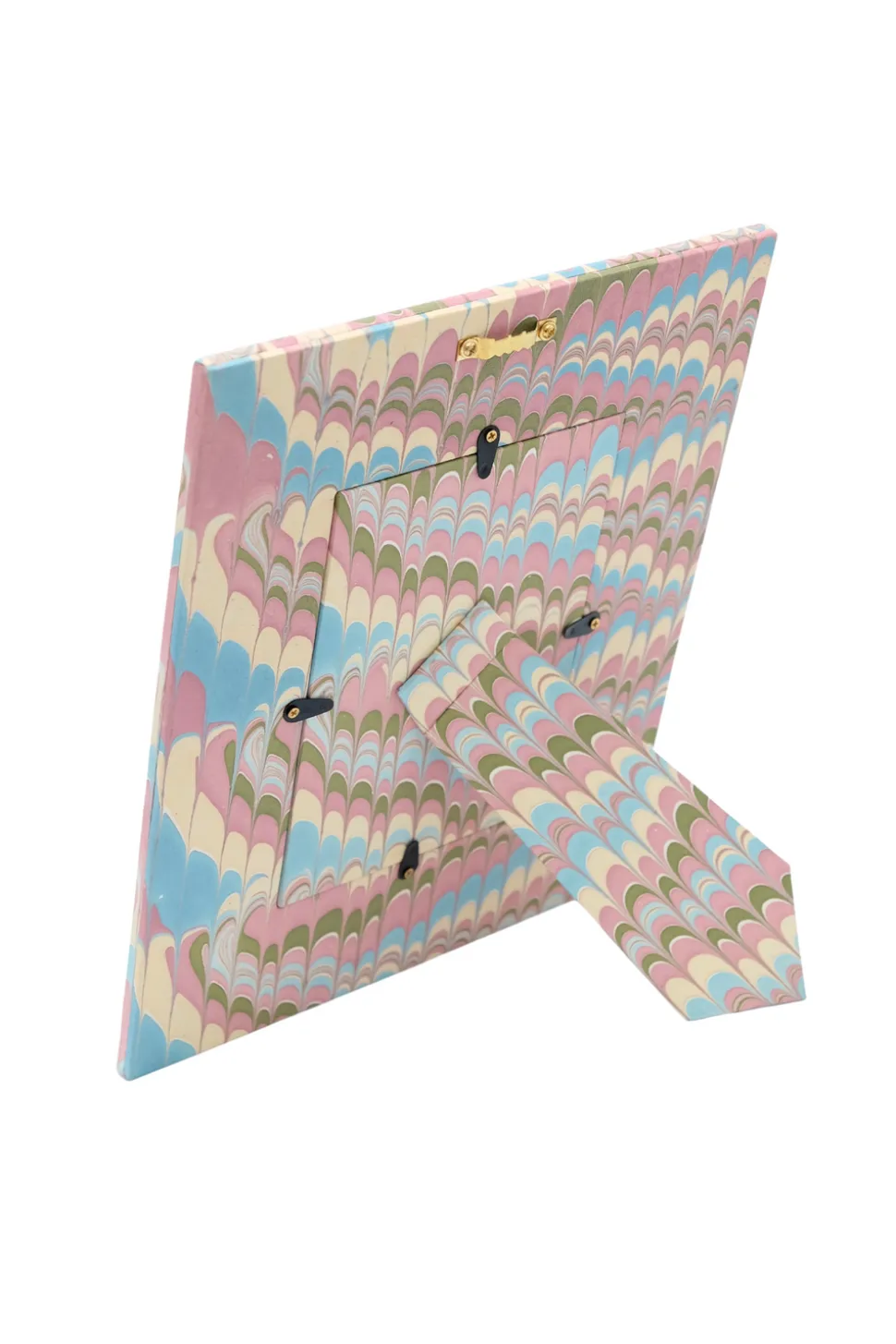 Hand-Marbled Large Wall Picture Frame 5x7 in Lilac Blue