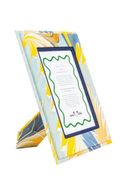 Hand-Marbled Picture Frame 4x6 in Blue & Gold