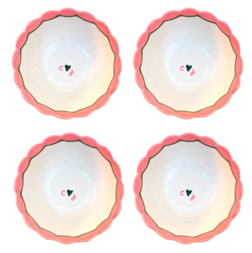 Hand-painted Custom Initial Bowls, Set of 4
