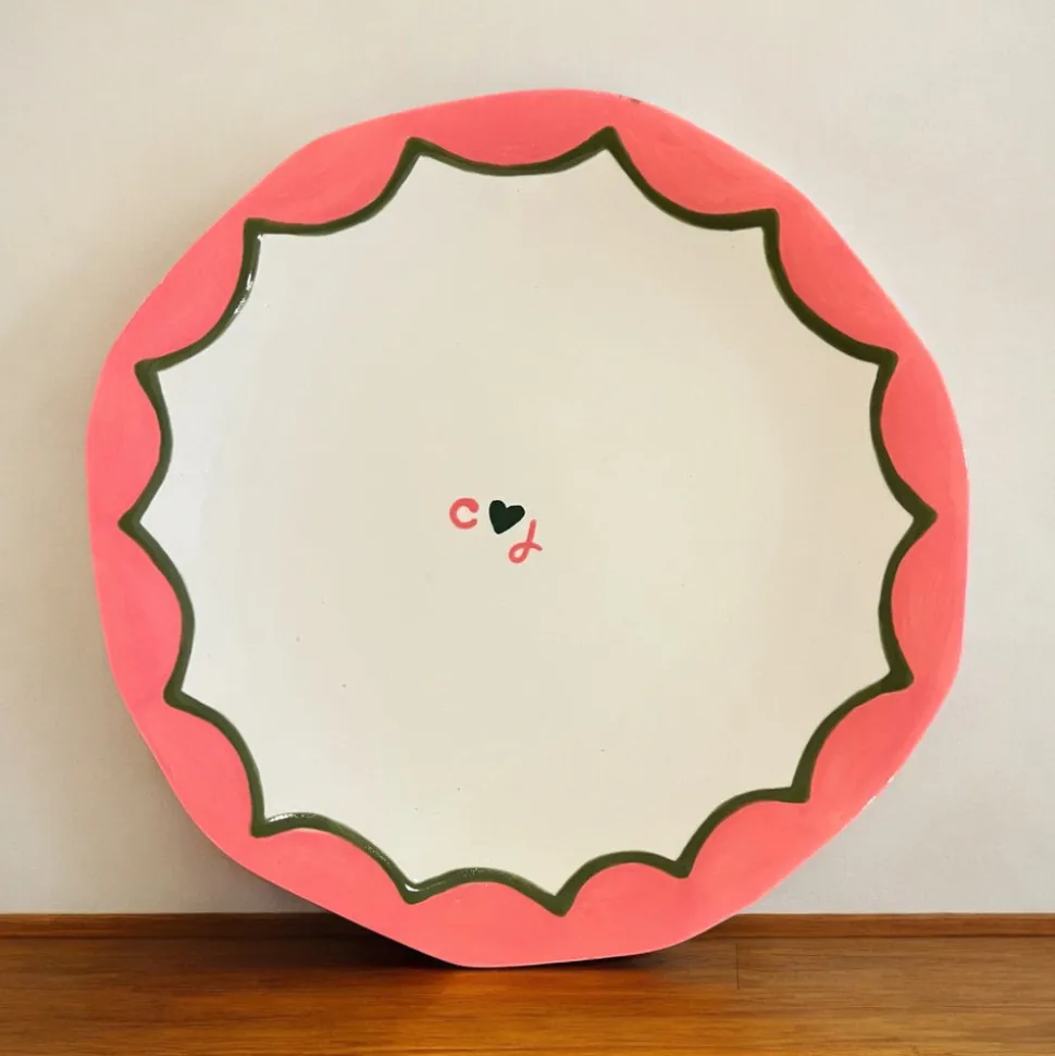 Hand-painted Custom Initial Casual Dinner Plates, Set of 4