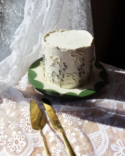 Hand-painted “Just Married” Scalloped Cake Plate