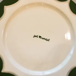 Hand-painted “Just Married” Scalloped Cake Plate