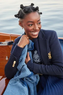 Harborview Herringbone Navy Original Blanket