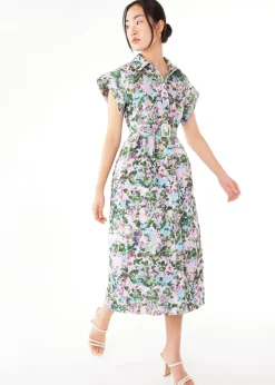 Harper Dress Pink Abstract Floral Jacquard