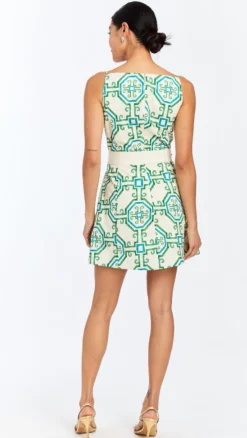 Havana Mini Dress in Tile Green