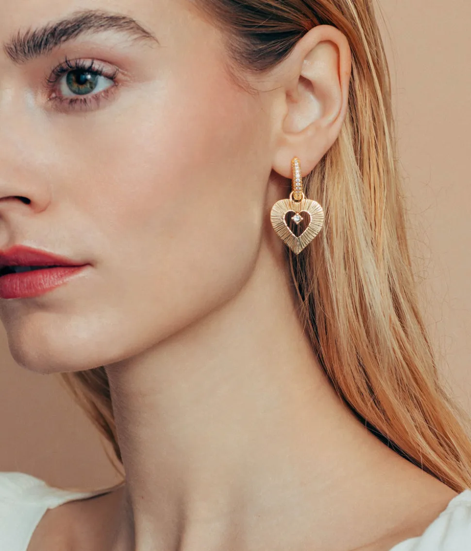 Heart Huggie Charms in Gold