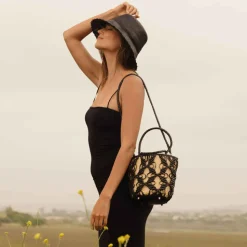 Helix Woven Mini Crossbody in Black