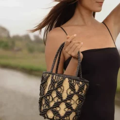 Helix Woven Mini Crossbody in Black