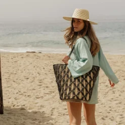 Helix Woven Tote in Black