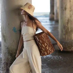 Helix Woven Tote in Cinnamon