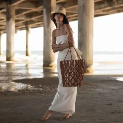 Helix Woven Tote in Cinnamon