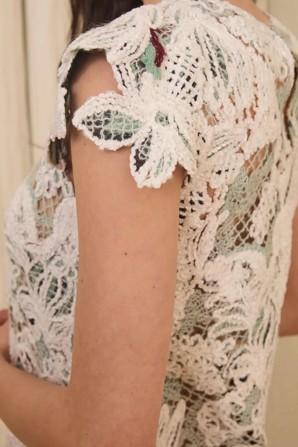 Henrietta Mini Dress in Chenille & Mohair Lace