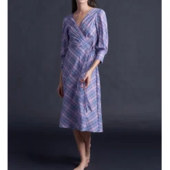 Hestia Purple Cotton Wrap Dress