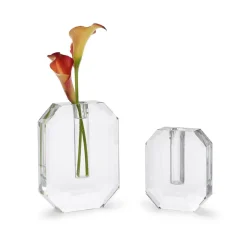 Hex Crystal Vase, Set of 2