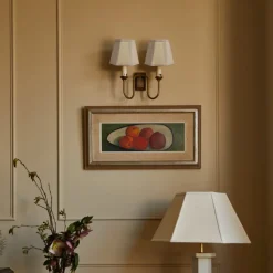 Hexagon Linen Candle Shade with Cream Trim