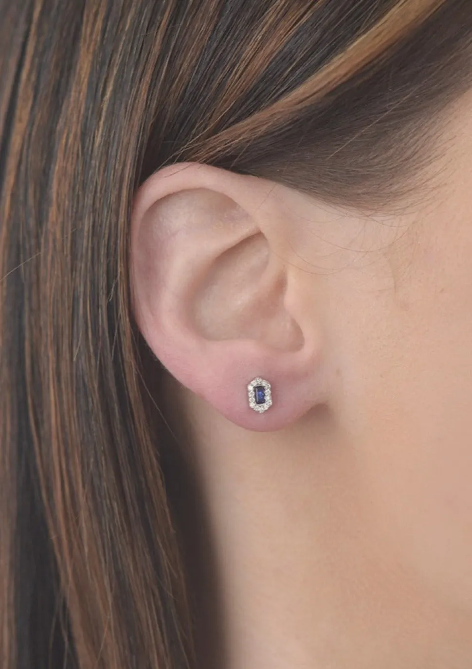 Hexagon Sapphire and Diamond Earrings