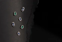 Hexagon Sapphire and Diamond Earrings