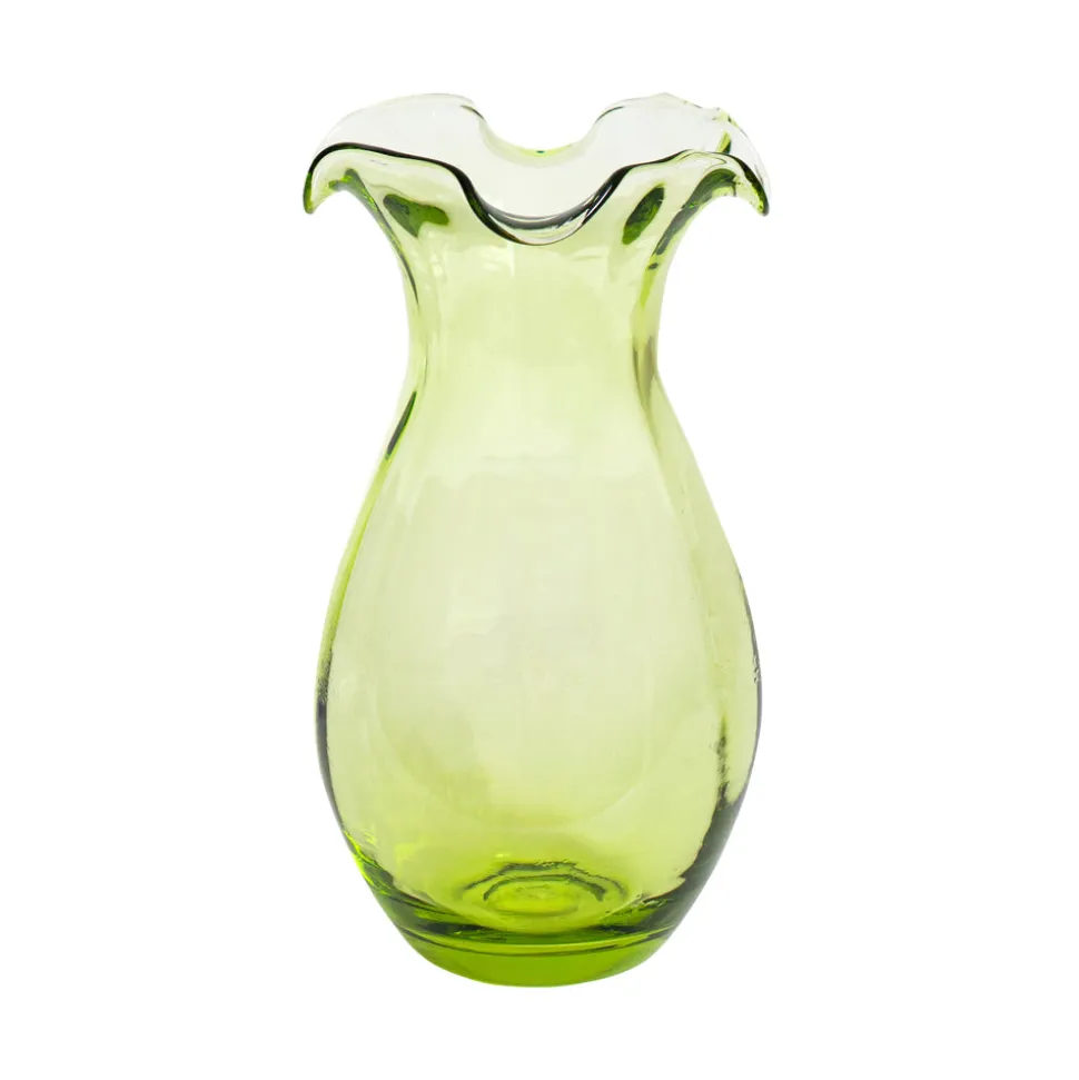 Hibiscus Glass Green Vertical Fluted Small Vase