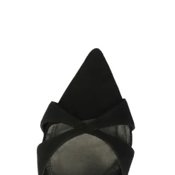 Hilda Leaf Mule Suede Sandal in Black