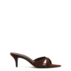 Hilda Leaf Mule Suede Sandal in Root Brown