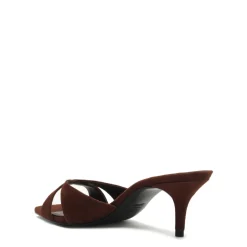 Hilda Leaf Mule Suede Sandal in Root Brown