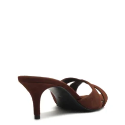 Hilda Leaf Mule Suede Sandal in Root Brown