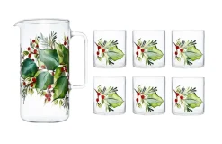 Holly Jug with Set of 6 Tumblers