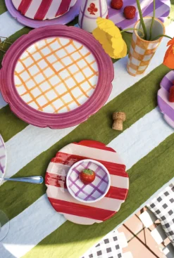 Hot Cakes Cake Stand in Raspberry & Orange Gingham