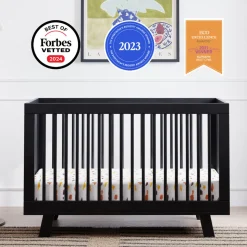 Hudson 3-in-1 Convertible Crib with Toddler Bed Conversion Kit in Black