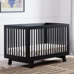Hudson 3-in-1 Convertible Crib with Toddler Bed Conversion Kit in Black