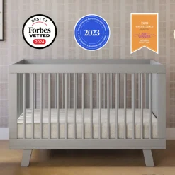 Hudson 3-in-1 Convertible Crib with Toddler Bed Conversion Kit in Grey
