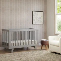 Hudson 3-in-1 Convertible Crib with Toddler Bed Conversion Kit in Grey