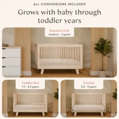Hudson 3-in-1 Convertible Crib with Toddler Bed Conversion Kit in Natural