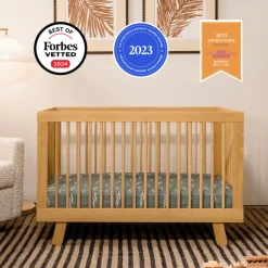 Hudson 3-in-1 Convertible Crib with Toddler Bed Conversion Kit in Honey