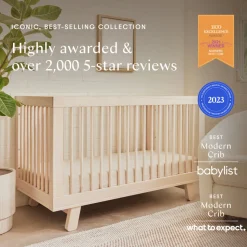 Hudson 3-in-1 Convertible Crib with Toddler Bed Conversion Kit in Washed Natural