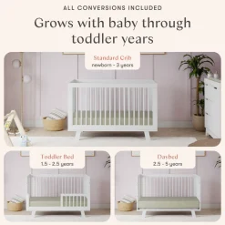 Hudson 3-in-1 Convertible Crib with Toddler Bed Conversion Kit in White