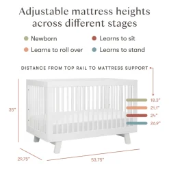 Hudson 3-in-1 Convertible Crib with Toddler Bed Conversion Kit in White