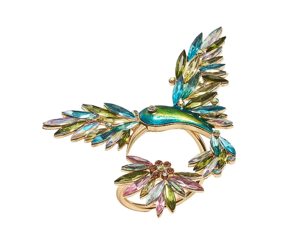 Hummingbird Napkin Ring in Multi, Set of 4 in a Gift Box