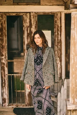Huntley Half Coat in Mixed Herringbone