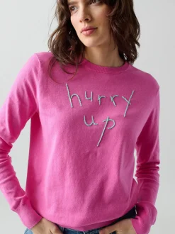 Hurry Up/Slow Down Crewneck in Magenta
