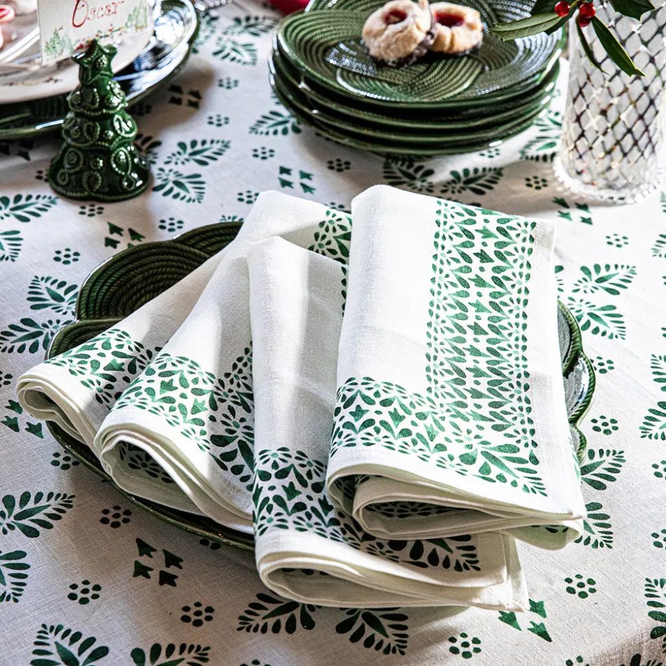 Iberian Border Napkin in Evergreen, Set of 4