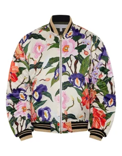 Iggy Satin Jacket in Tree of Life Cream